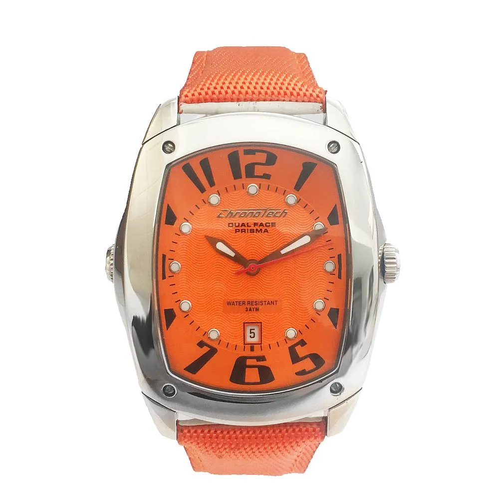 Chronotech Unisex Orange Leather Watch