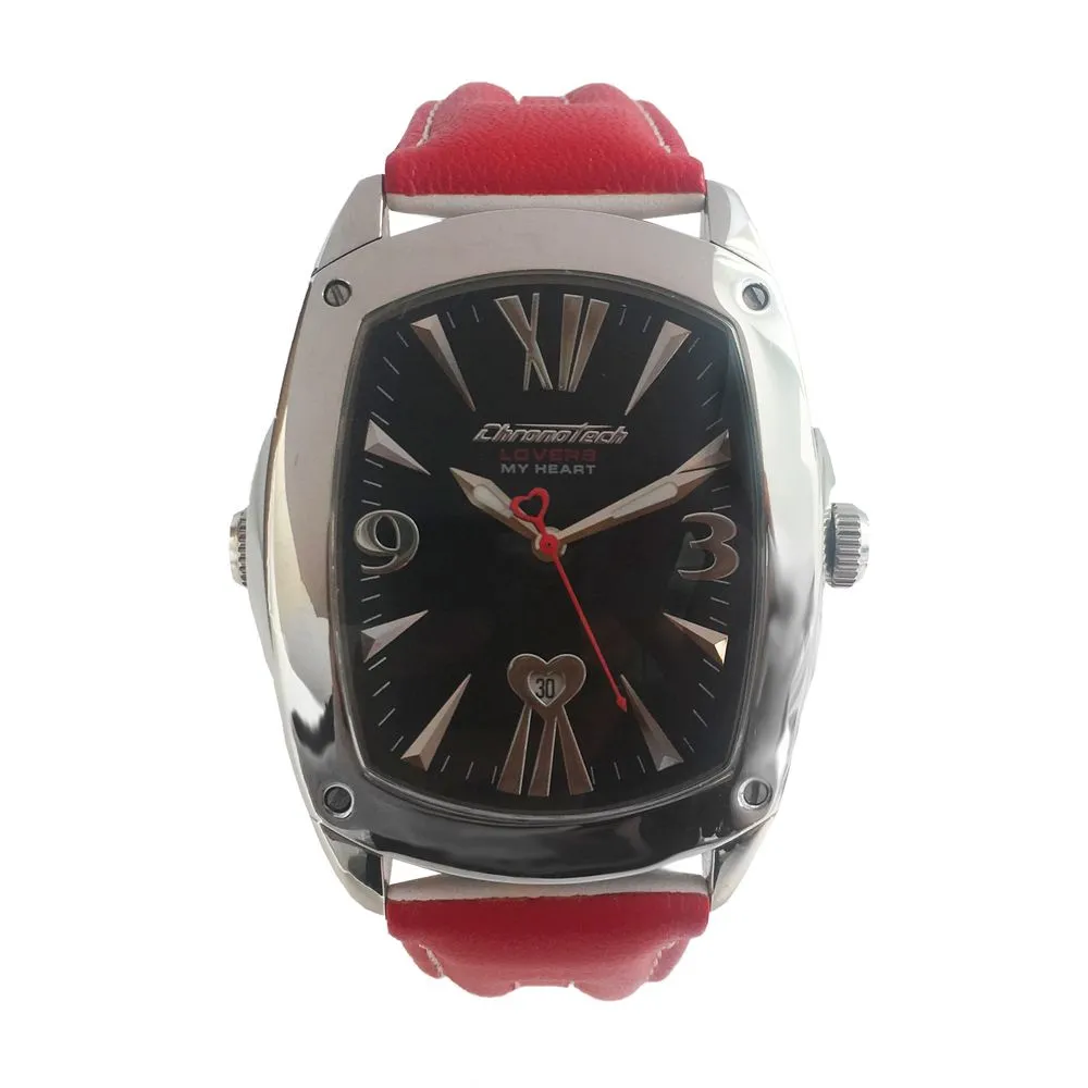 Chronotech Men's Red Leather Watch