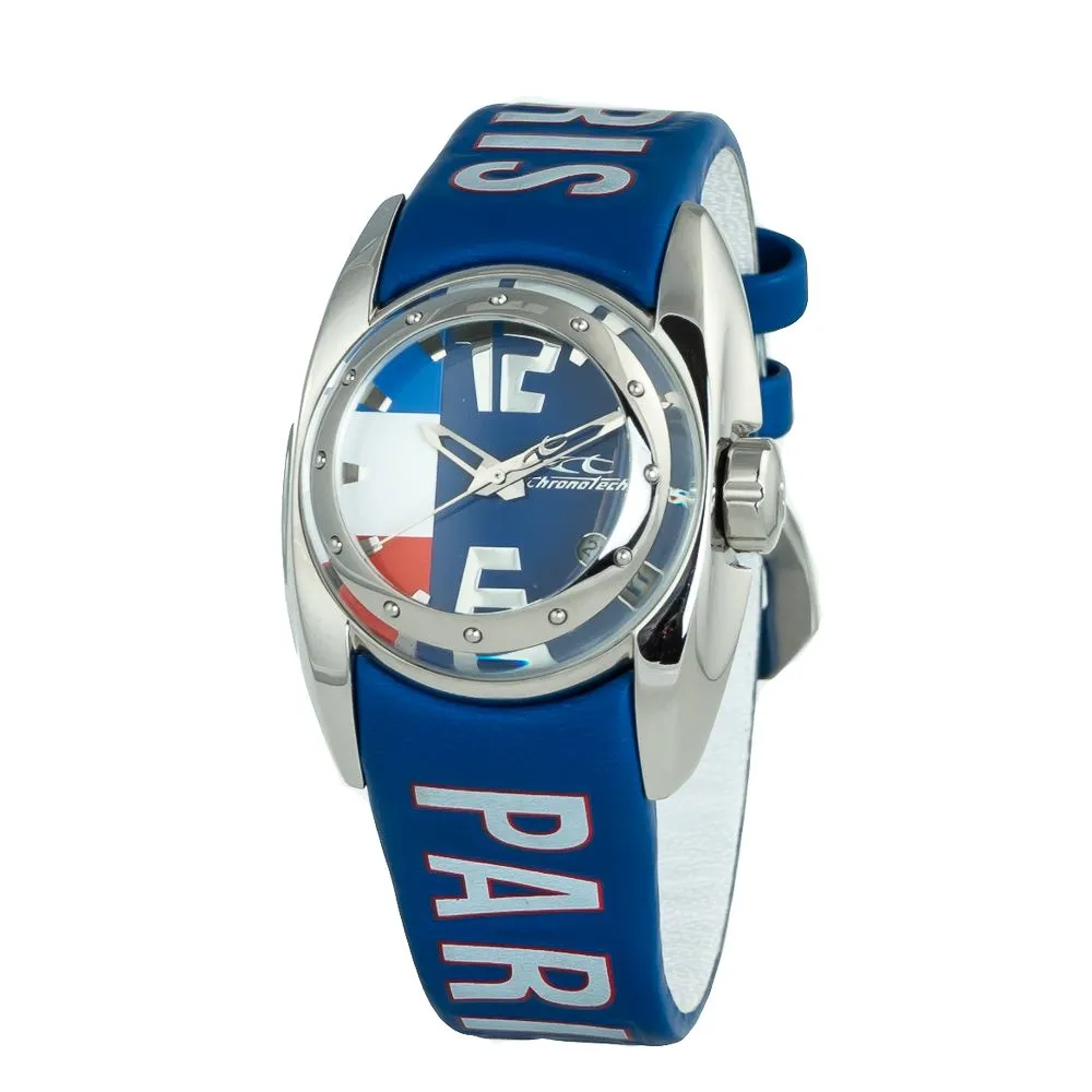 Chronotech Unisex Blue Leather Watch