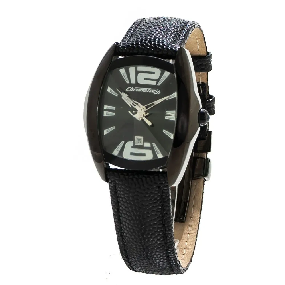 Chronotech Women's Black Leather Watch