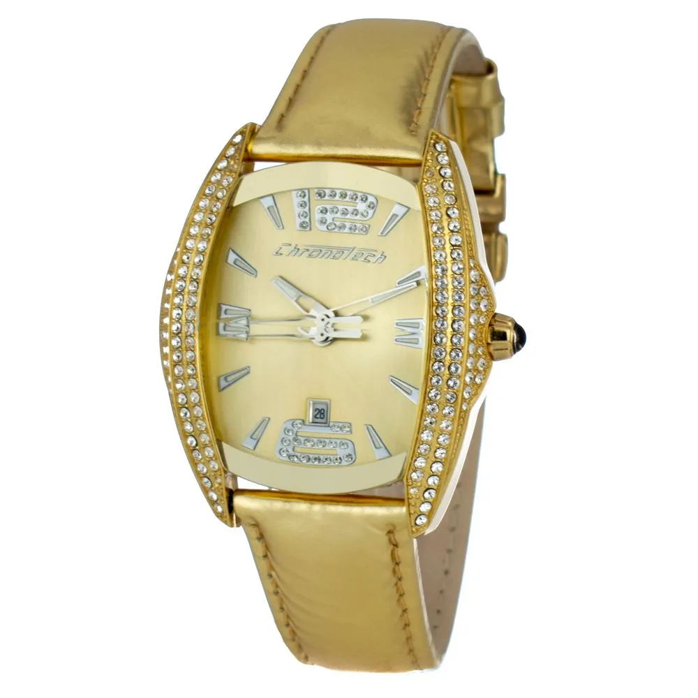 Chronotech Unisex Gold Leather Watch