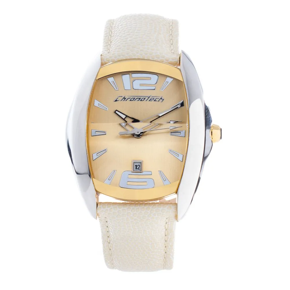 Chronotech Unisex Beige Leather Watch