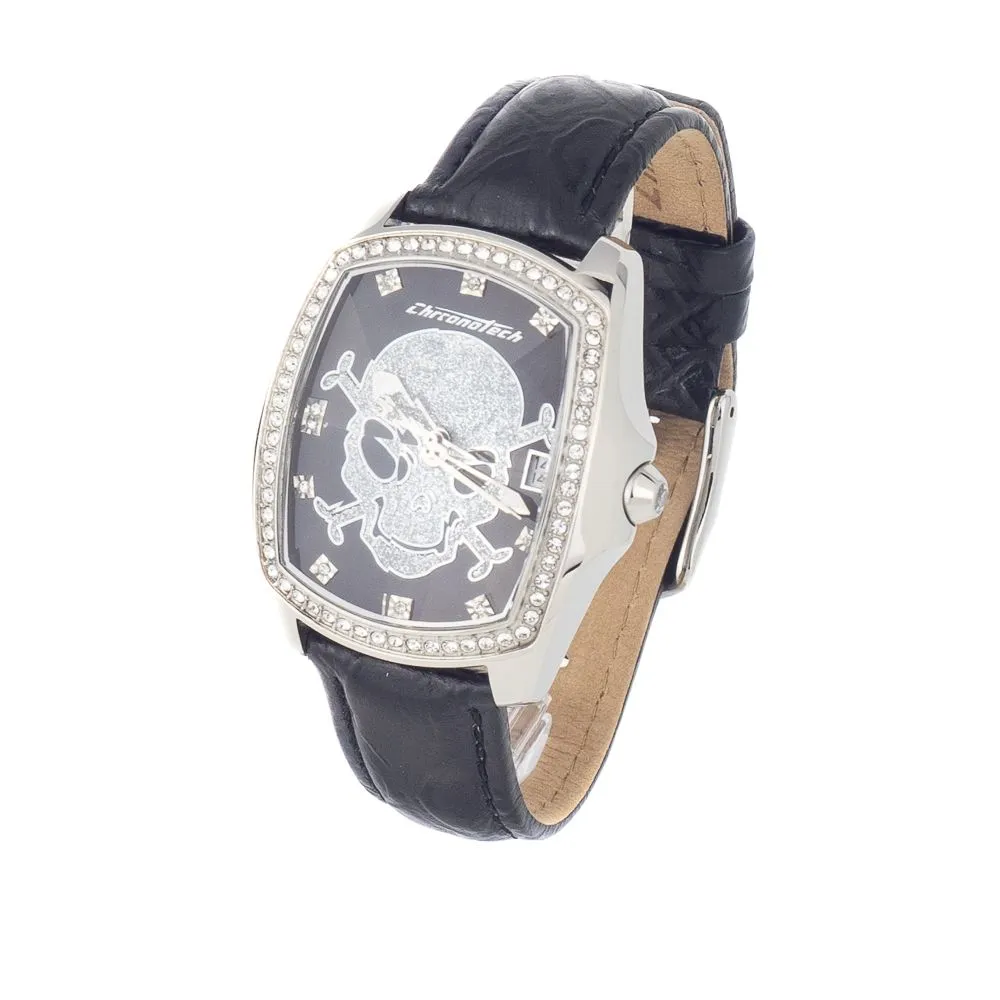 Chronotech Women's Black Leather Watch