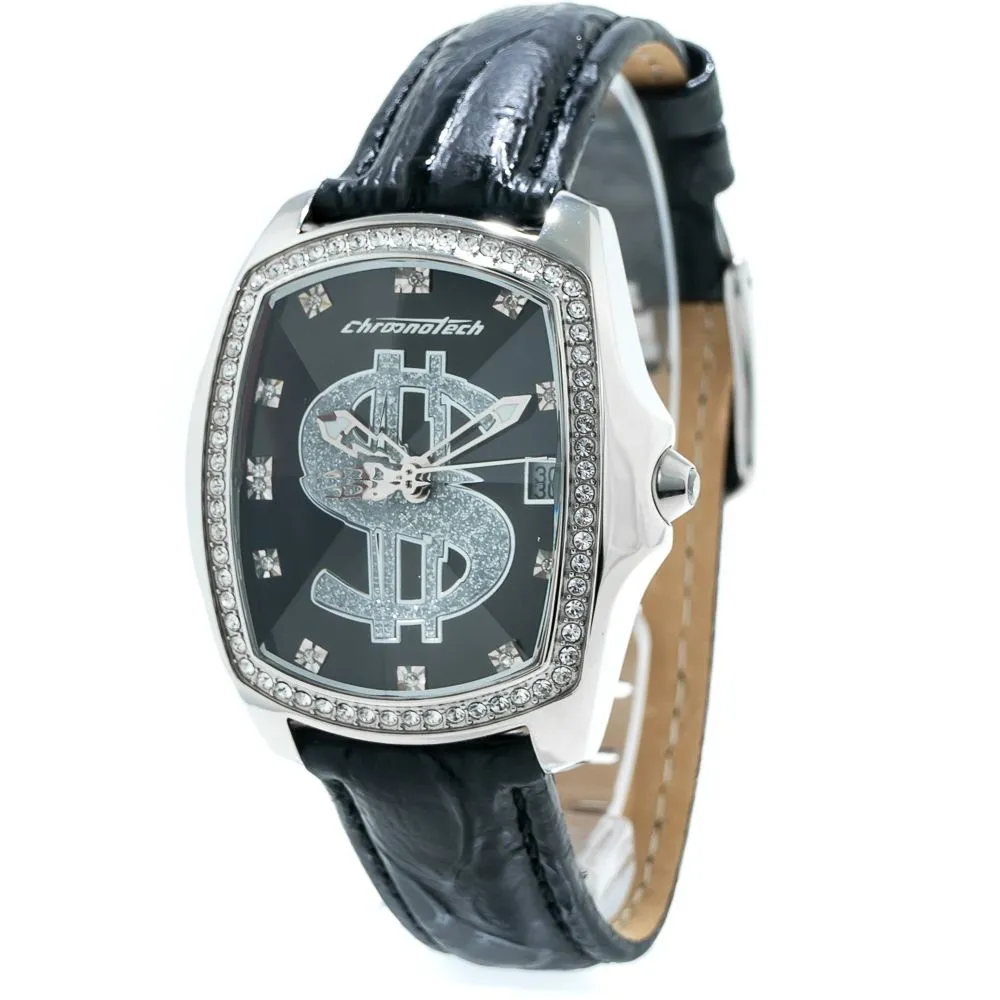 Chronotech Women's Black Leather Watch