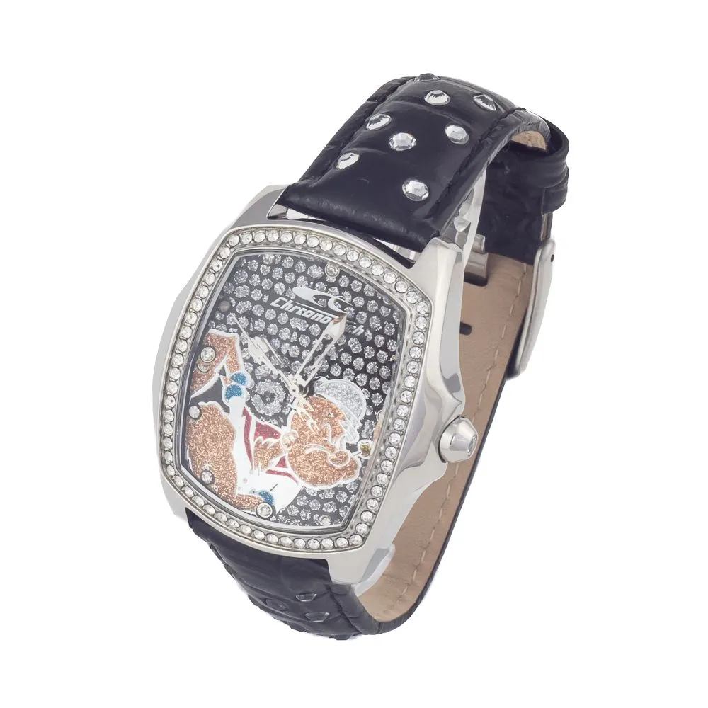 Chronotech Women's Black Leather Watch