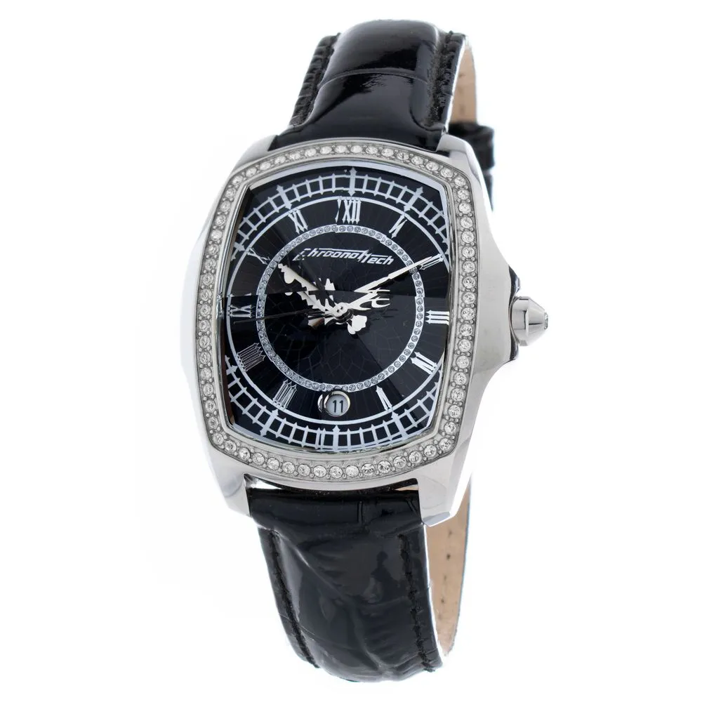 Chronotech Women's Black Leather Watch