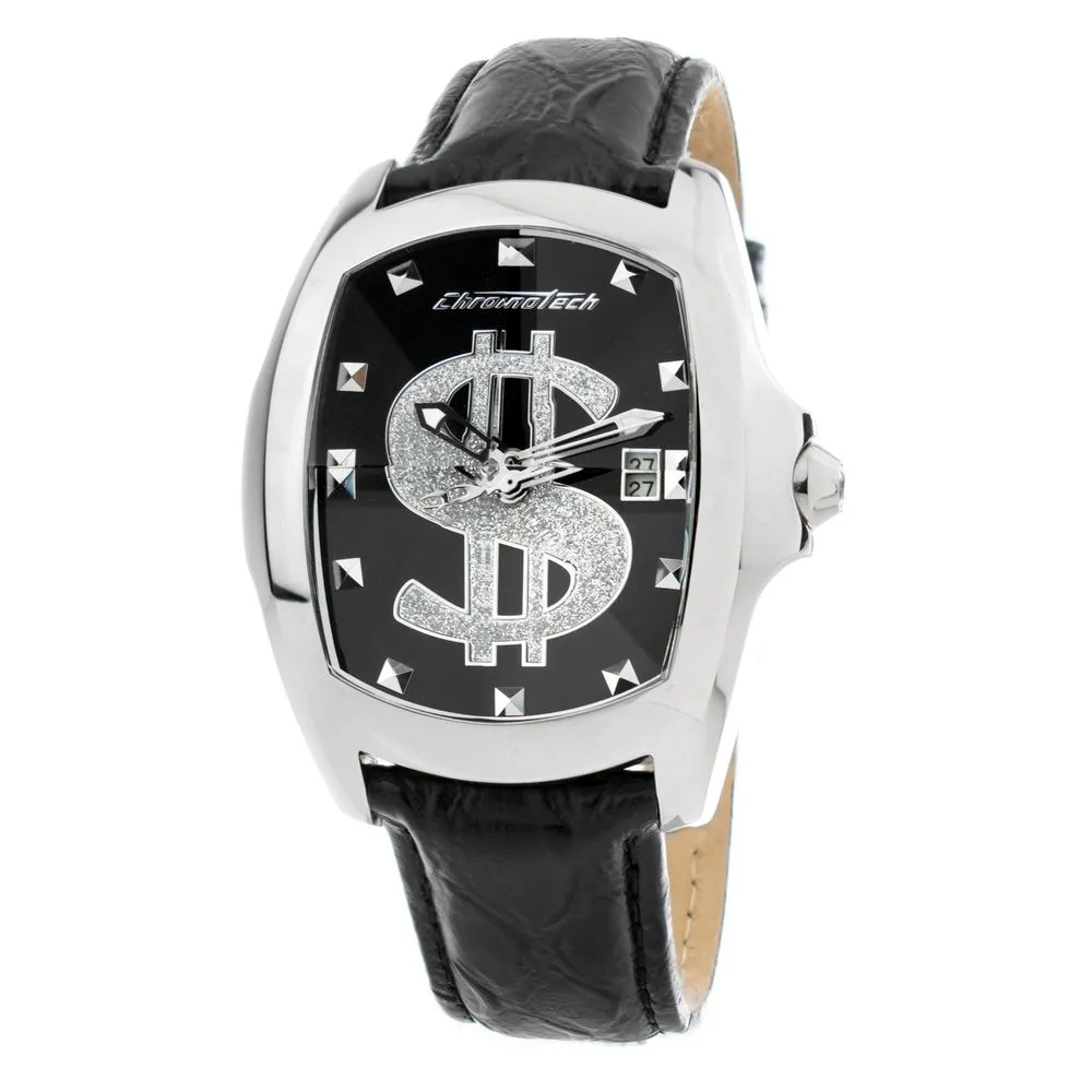 Chronotech Men's Black Leather Watch