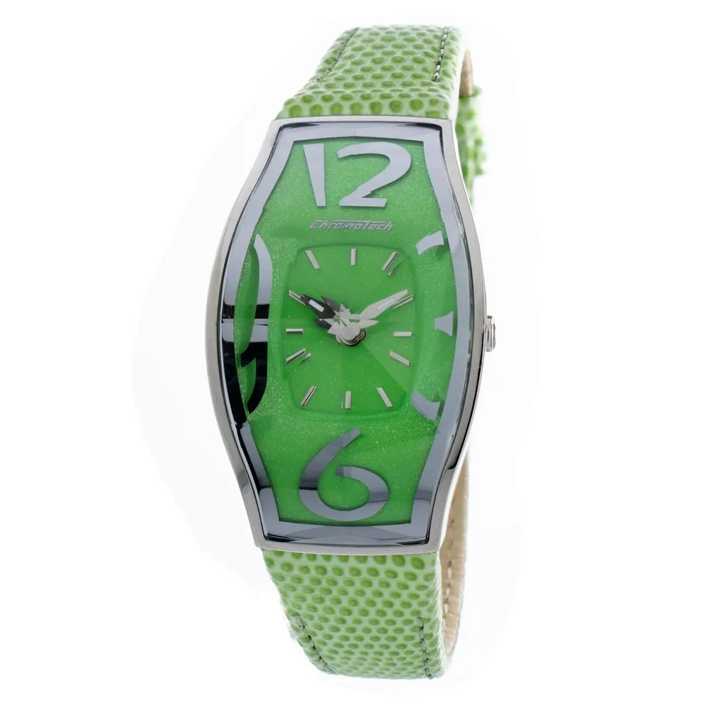 Chronotech Women's Green Leather Watch