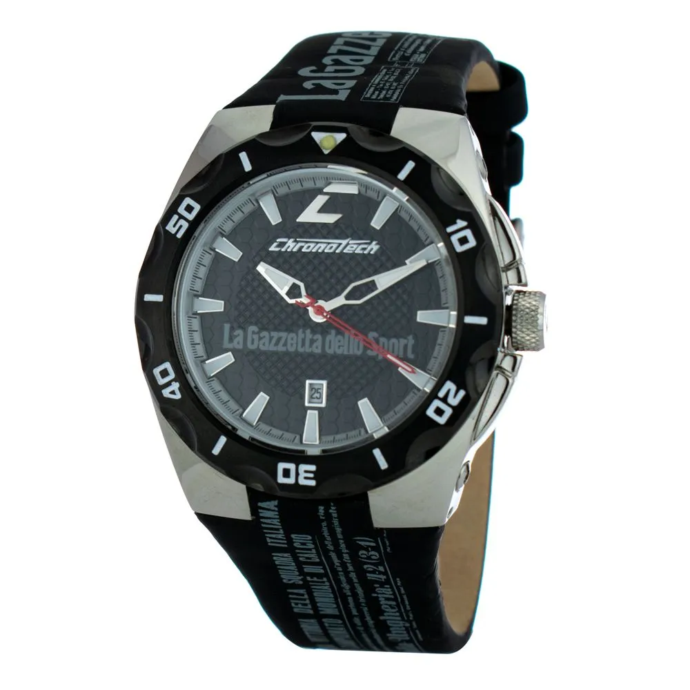 Chronotech Men's Black Leather Watch