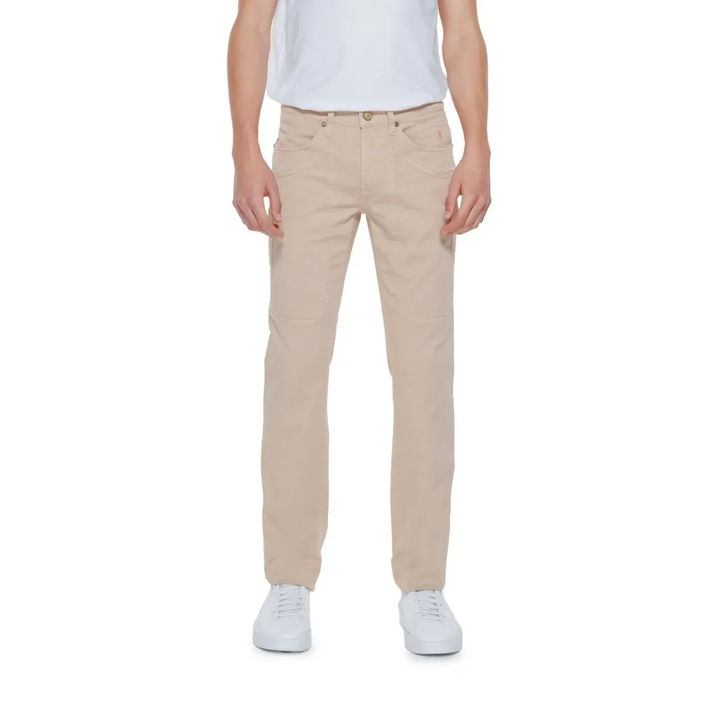 Jeckerson Men's Beige Cotton Jeans & Pant