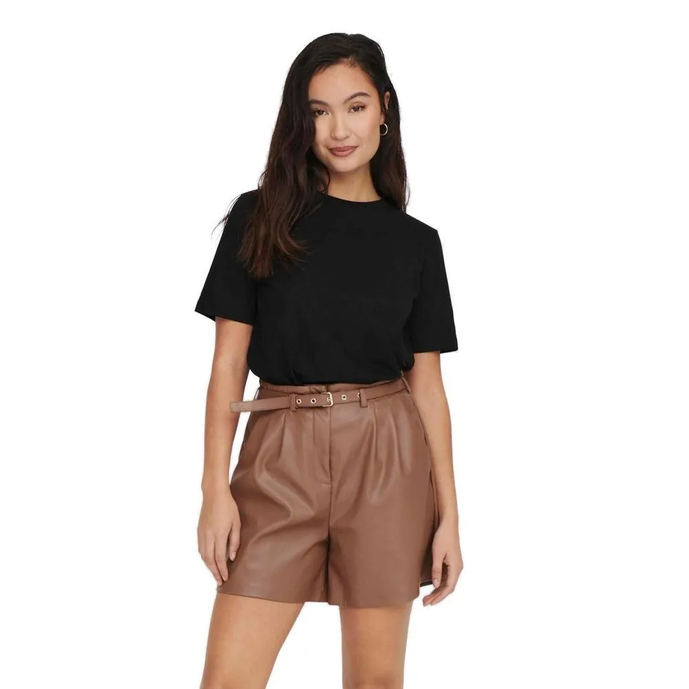 Only Women's Black Cotton Tops & T-Shirt
