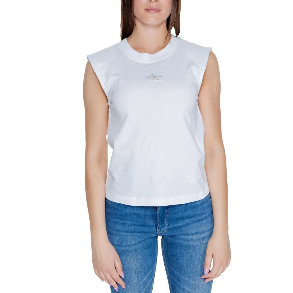 Calvin Klein Jeans Women's White Cotton Tops & T-Shirt