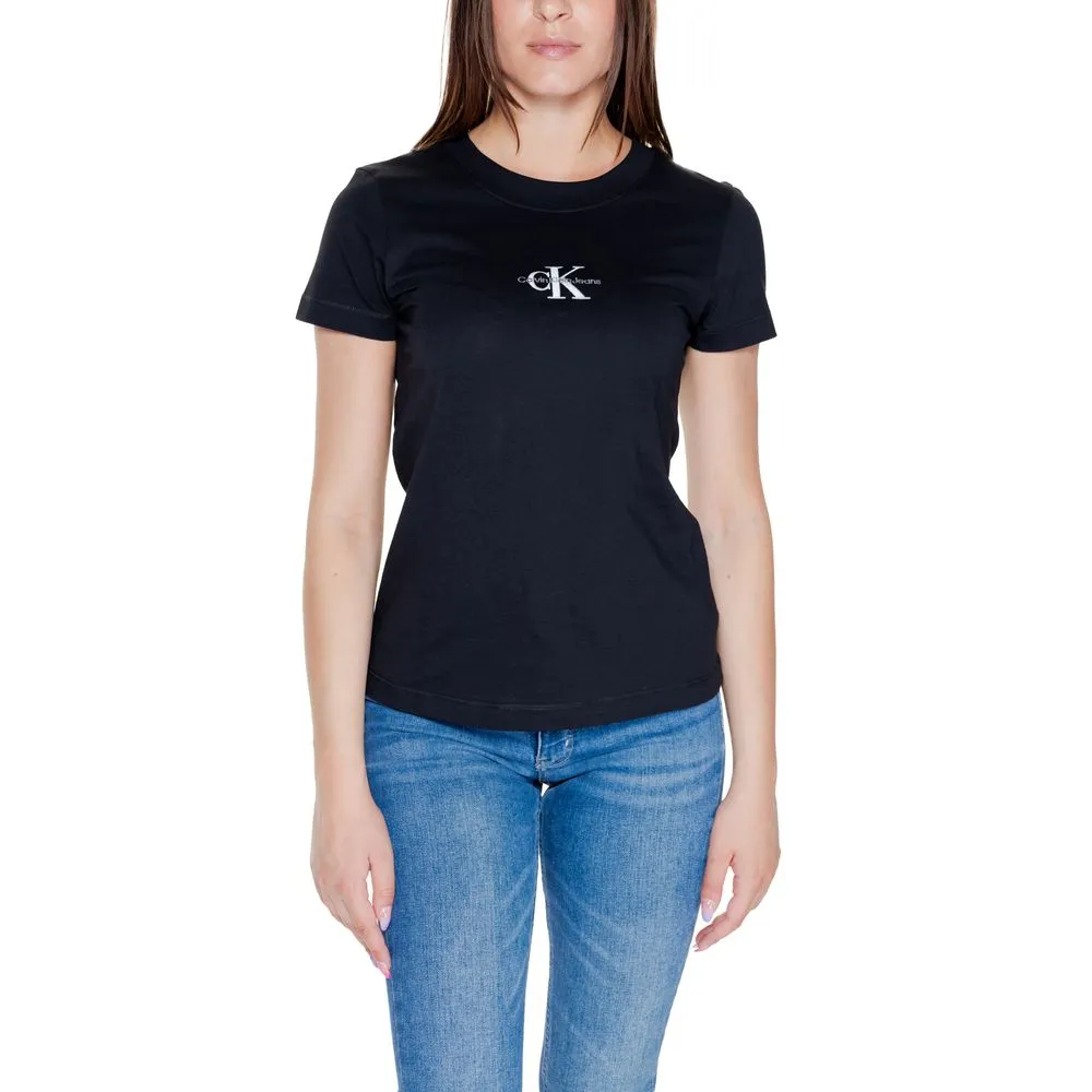 Calvin Klein Jeans Women's Black Cotton Rigenerato Tops & T-Shirt