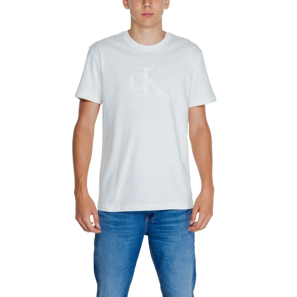 Calvin Klein Jeans Men's Cream Cotton T-Shirt