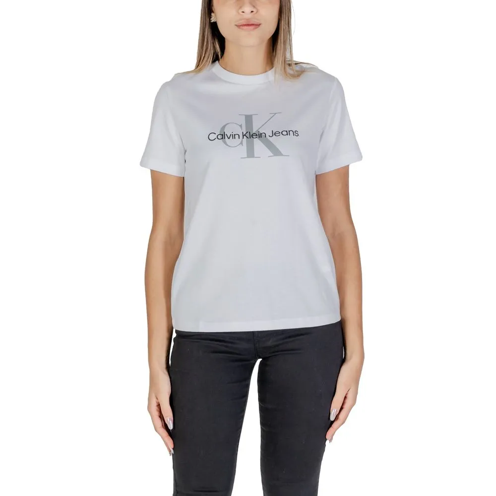 Calvin Klein Jeans Women's White Cotton Tops & T-Shirt