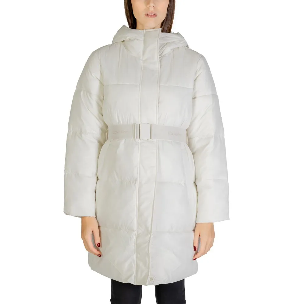 Calvin Klein Jeans Women's Cream Nylon Jackets & Coat
