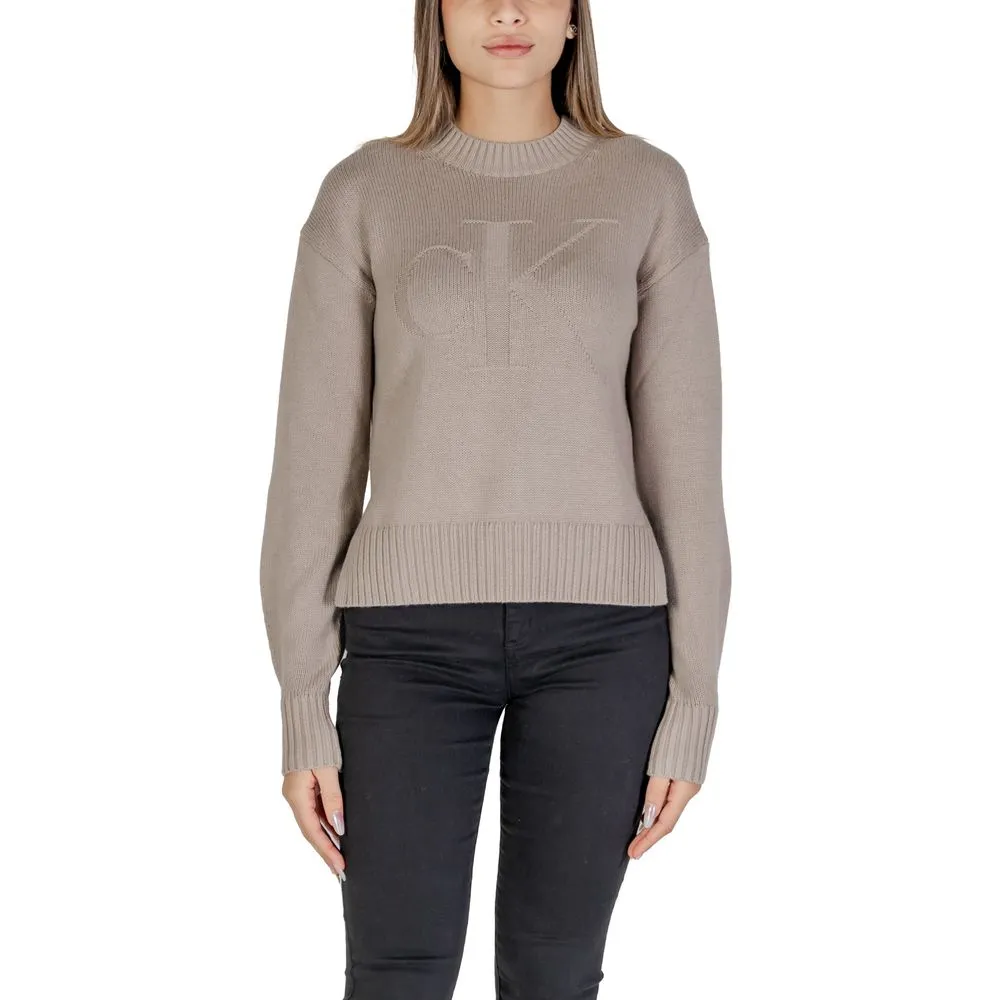 Calvin Klein Jeans Women's Beige Organic Cotton Sweater