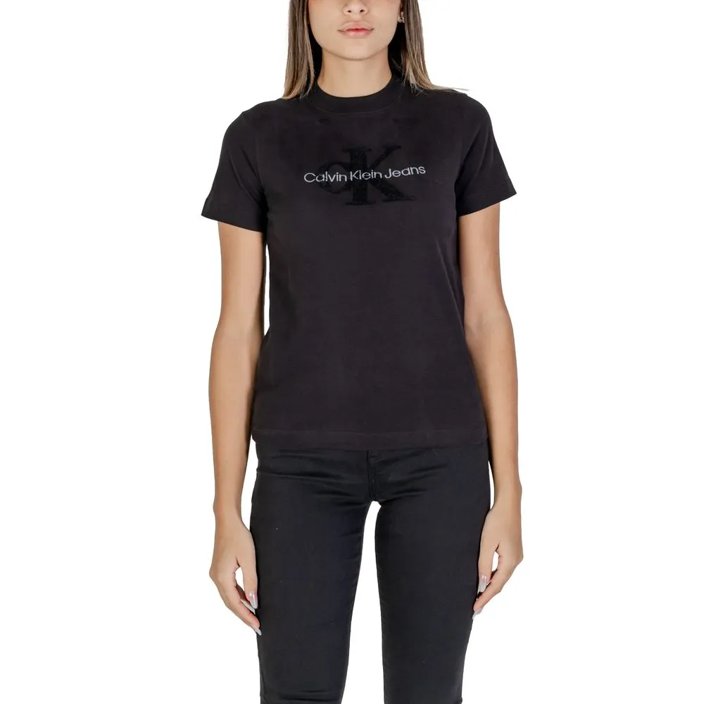 Calvin Klein Jeans Women's Black Cotton Tops & T-Shirt