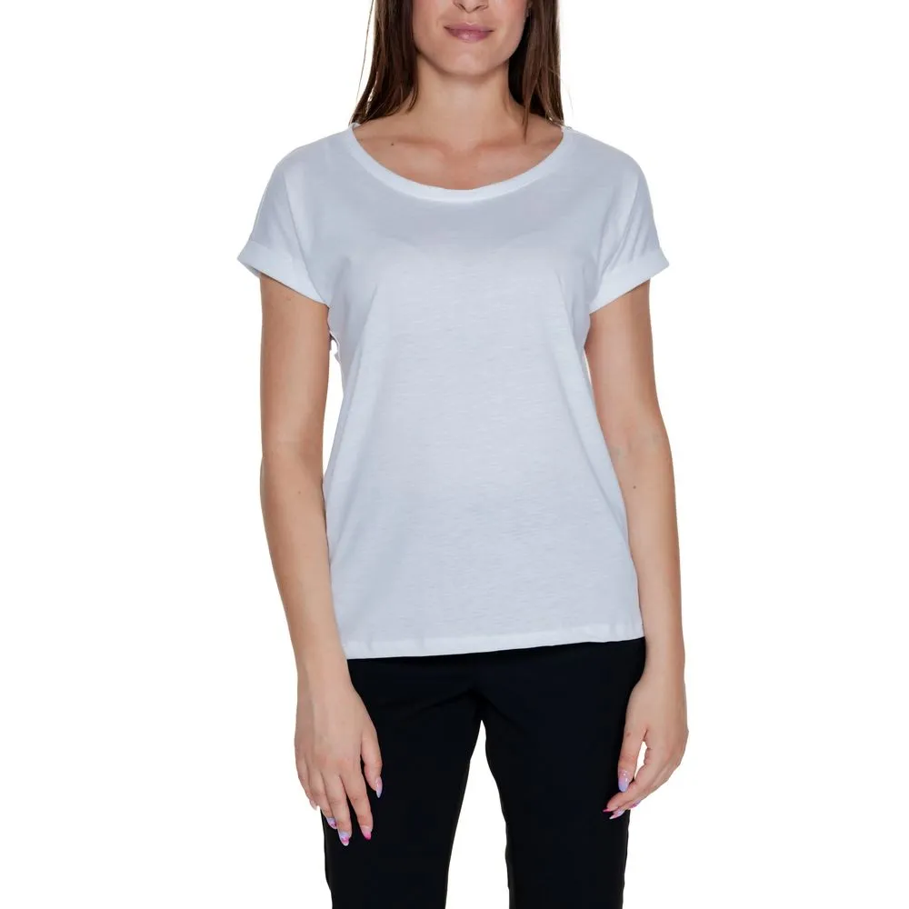 Vila Clothes Women's White Cotton Tops & T-Shirt