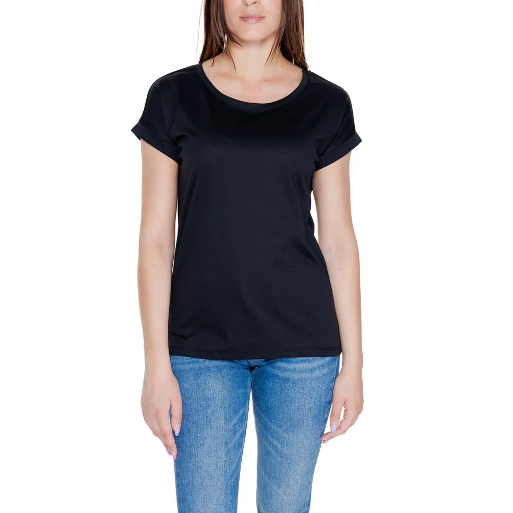 Vila Clothes Women's Black Cotton Tops & T-Shirt