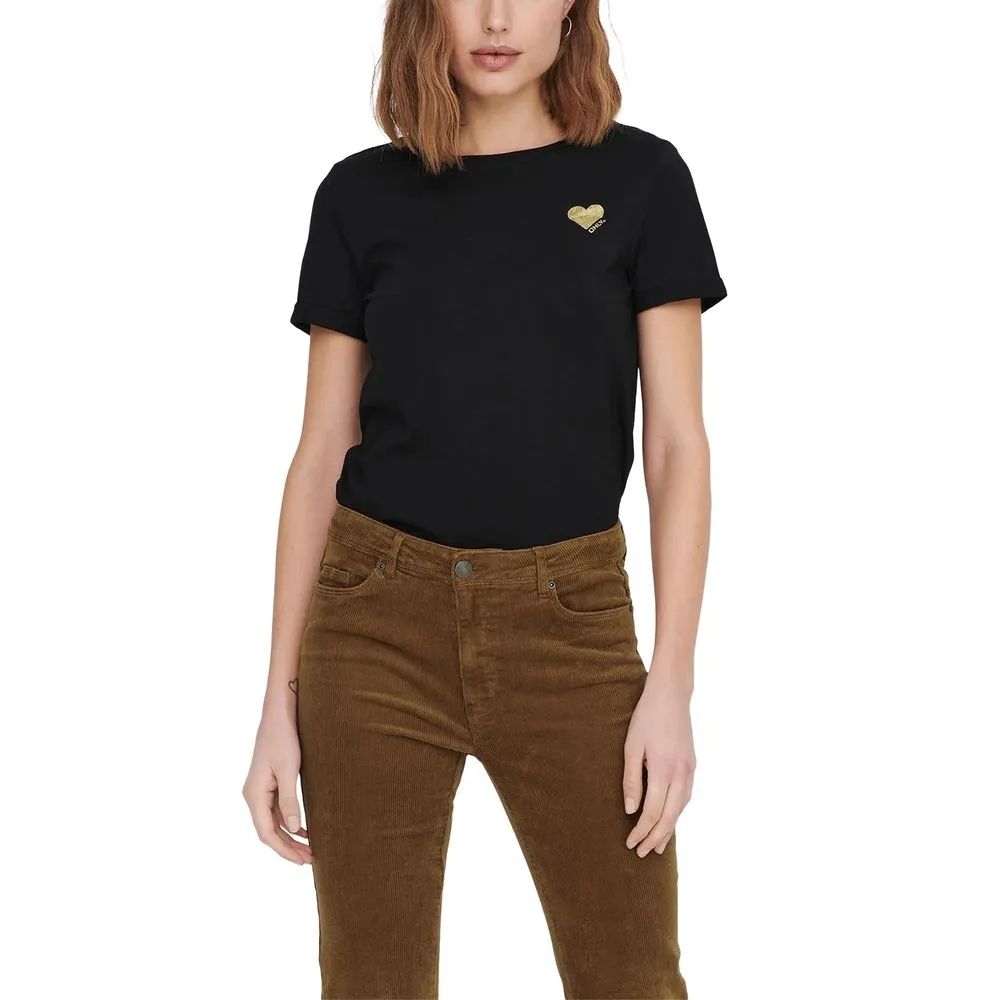 Only Women's Black Cotton Tops & T-Shirt