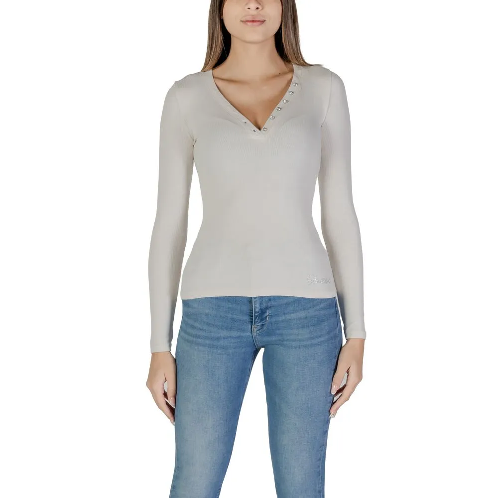 Guess Women's Cream Viscose Tops & T-Shirt