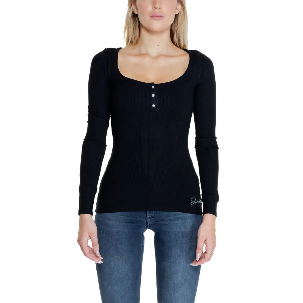 Guess Women's Black Cotton Tops & T-Shirt