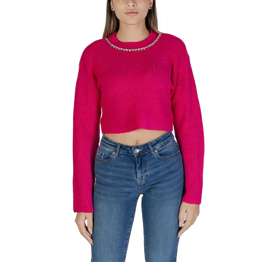 Only Women's Pink Polyester Polyester Sweater