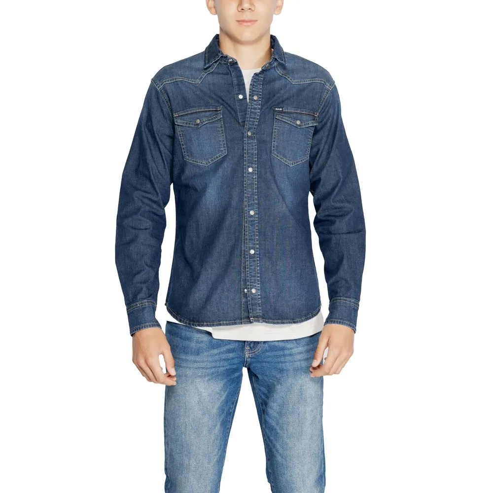 Gas Men's Blue Cotton Shirt