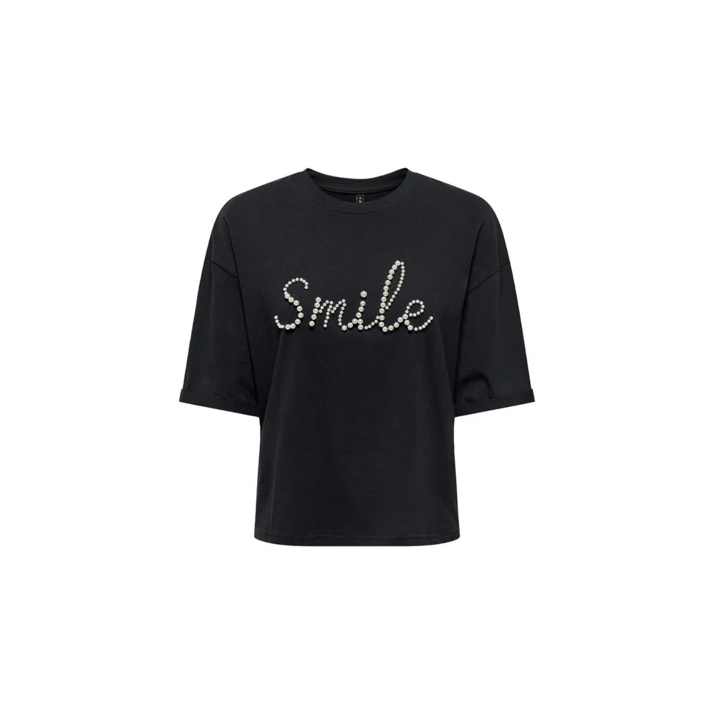 Only Women's Black Cotton Tops & T-Shirt