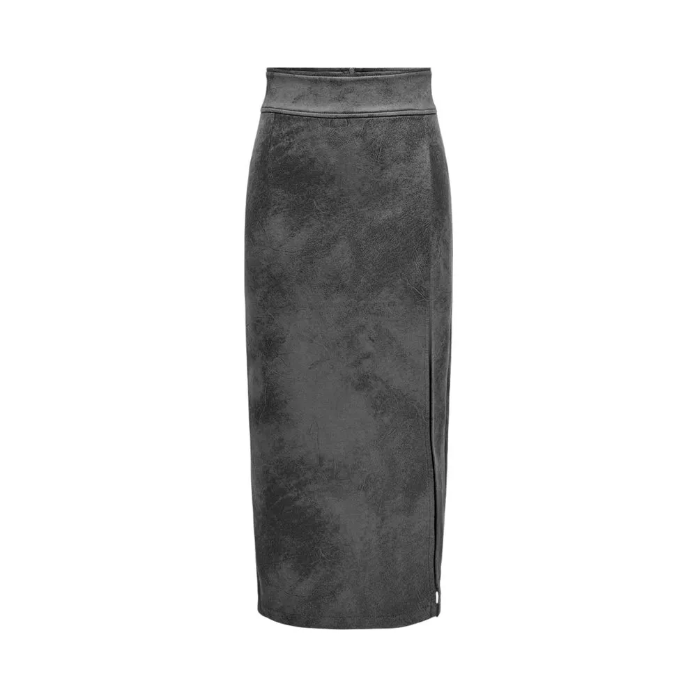 Only Women's Gray Artificial Leather Skirt