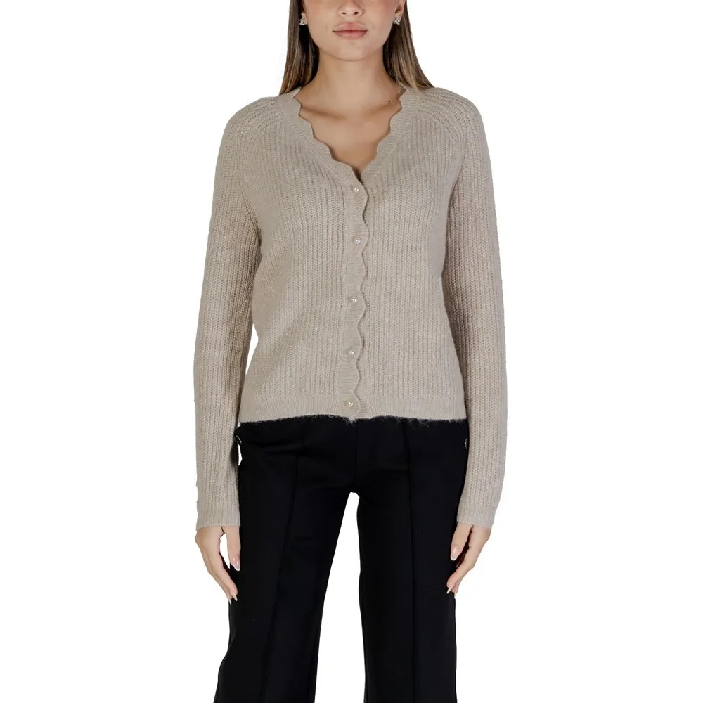 Vila Clothes Women's Gold Recycled Polyester Cardigan