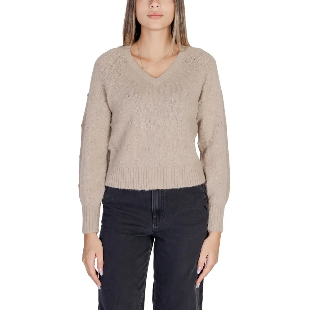 Vila Clothes Women's Gold Polyester Sweater