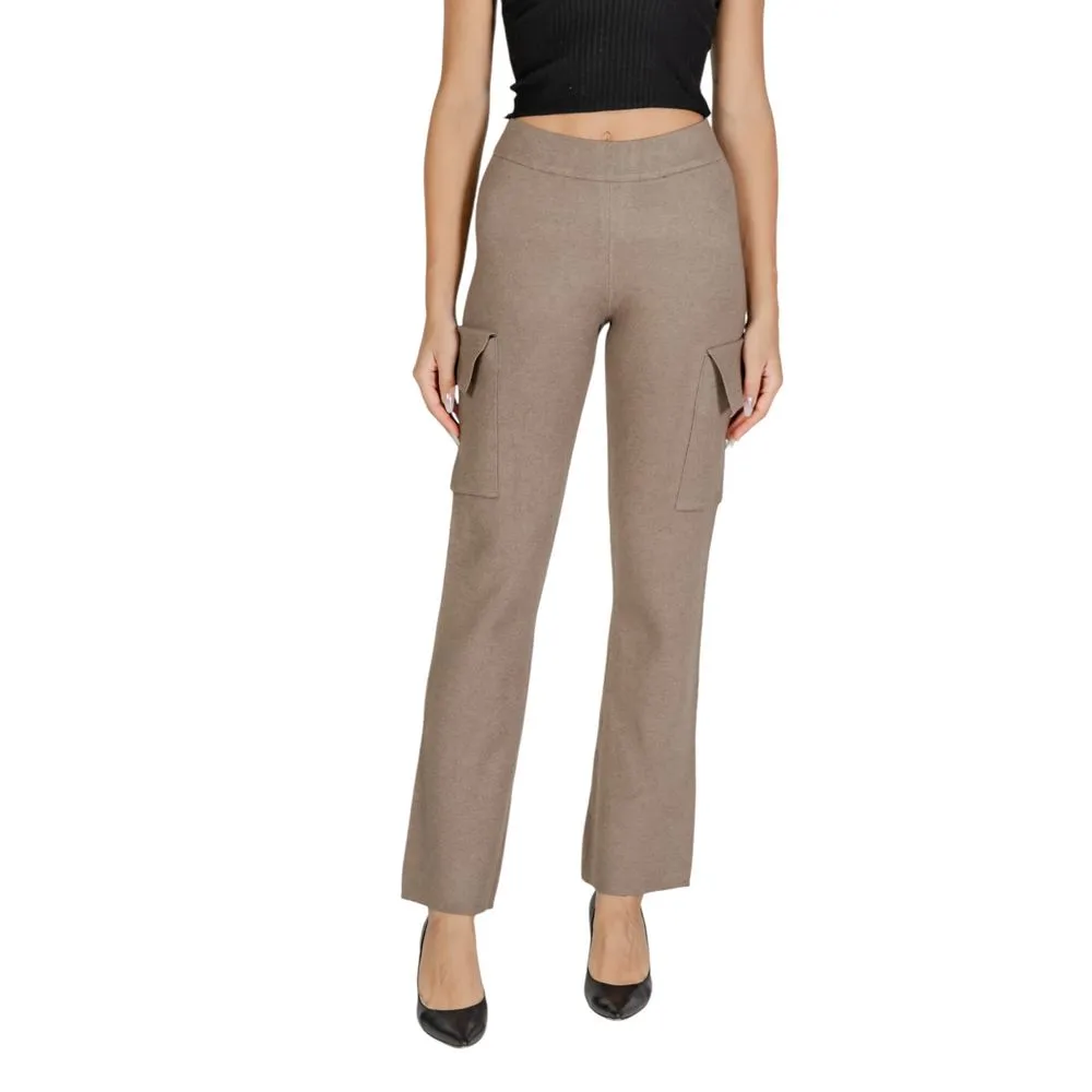 Vila Clothes Women's Beige Viscose Jeans & Pant