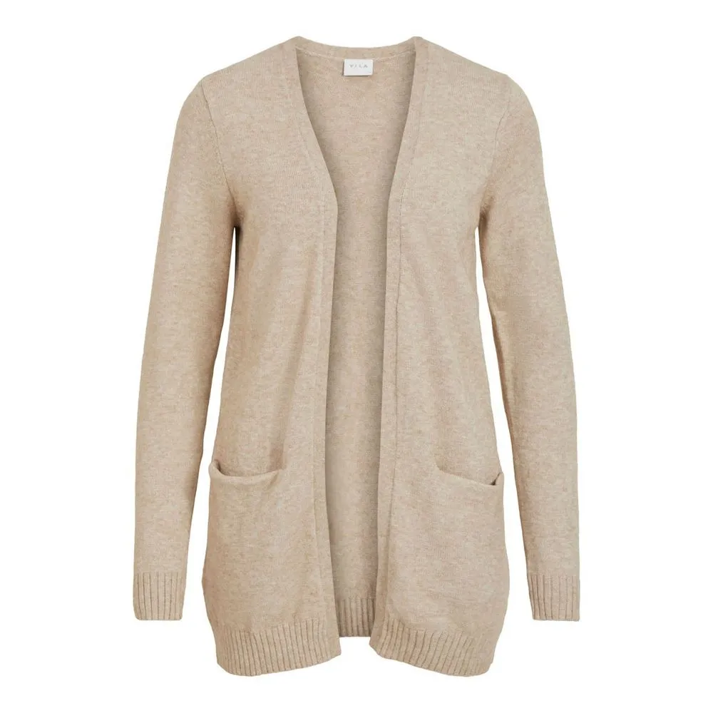 Vila Clothes Women's Beige Viscose Cardigan