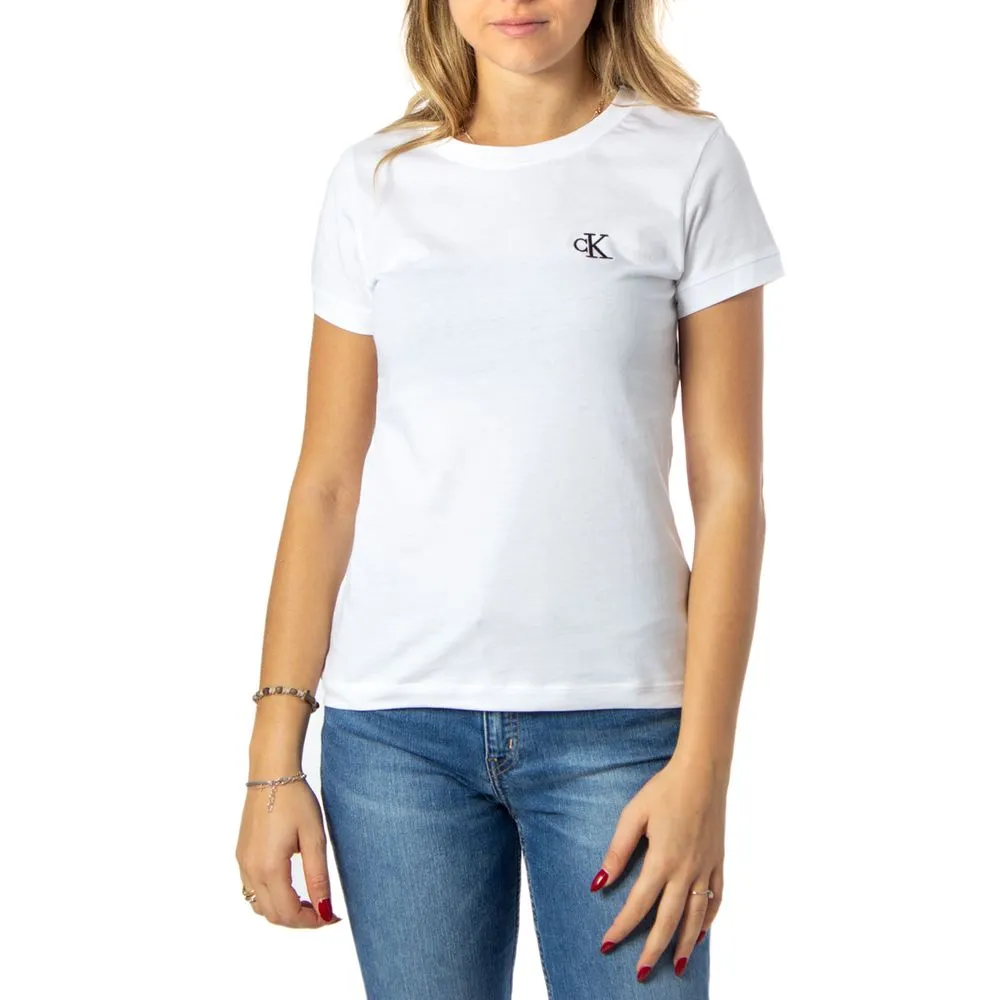 Calvin Klein Jeans Women's White Cotton Tops & T-Shirt