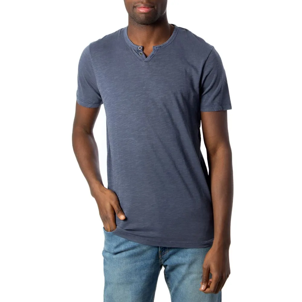 Jack Jones Men's Light Blue Flamed Cotton T-Shirt