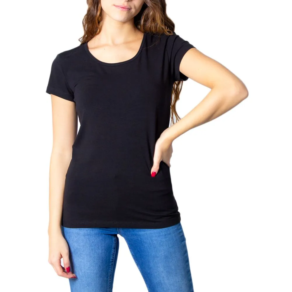 Only Women's Black Cotton Tops & T-Shirt