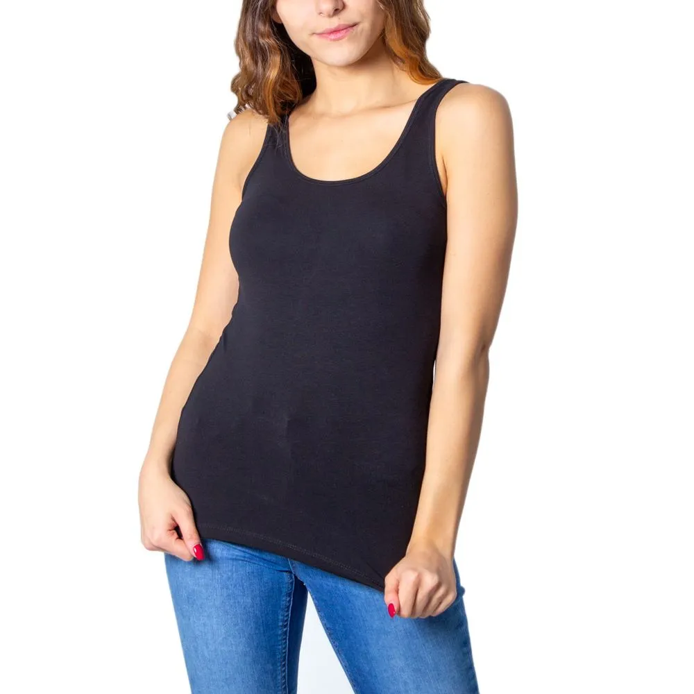 Only Women's Black Cotton Tops & T-Shirt