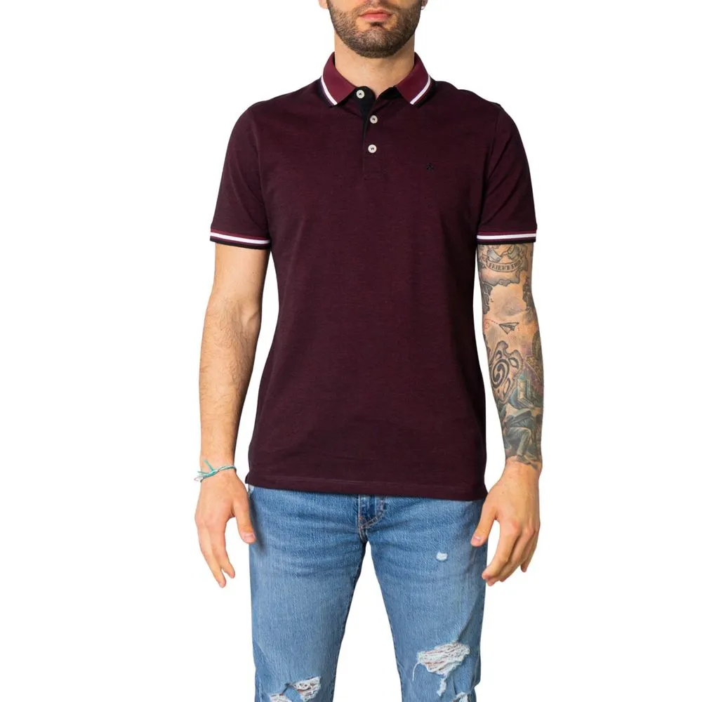 Jack Jones Men's Bordeaux Cotton Polo Shirt