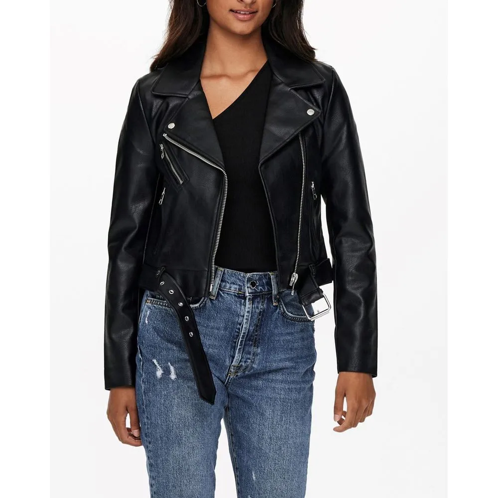 Only Women's Black Polyester Jackets & Coat