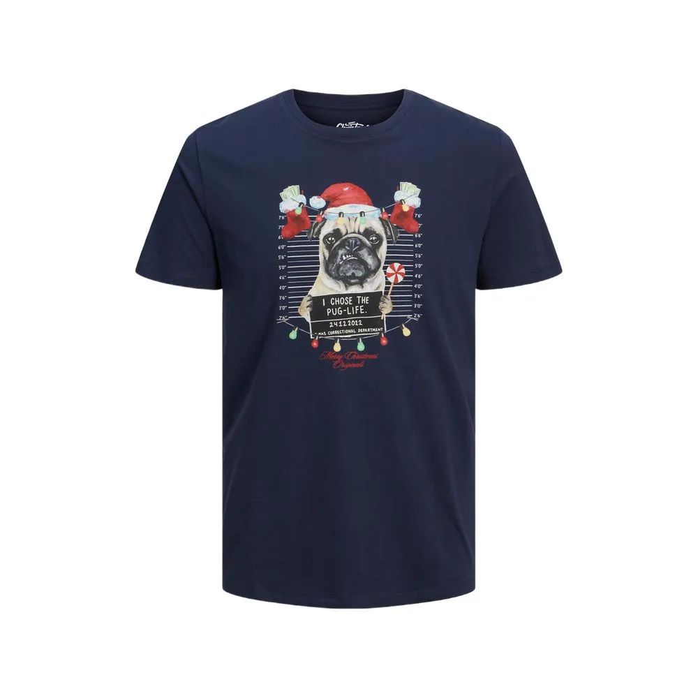 Jack Jones Men's Blue Cotton T-Shirt