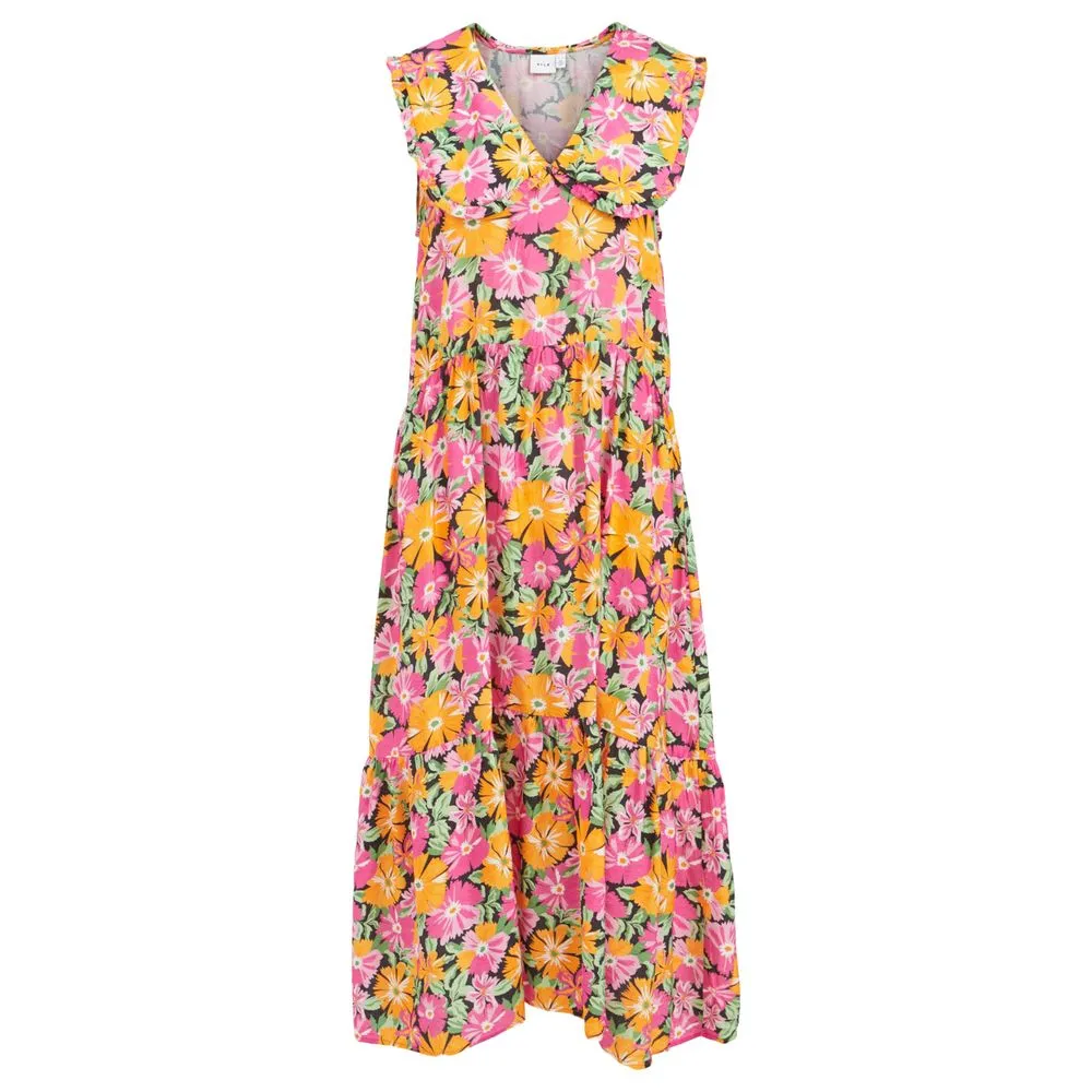 Vila Clothes Women's Pink Polyester Dress