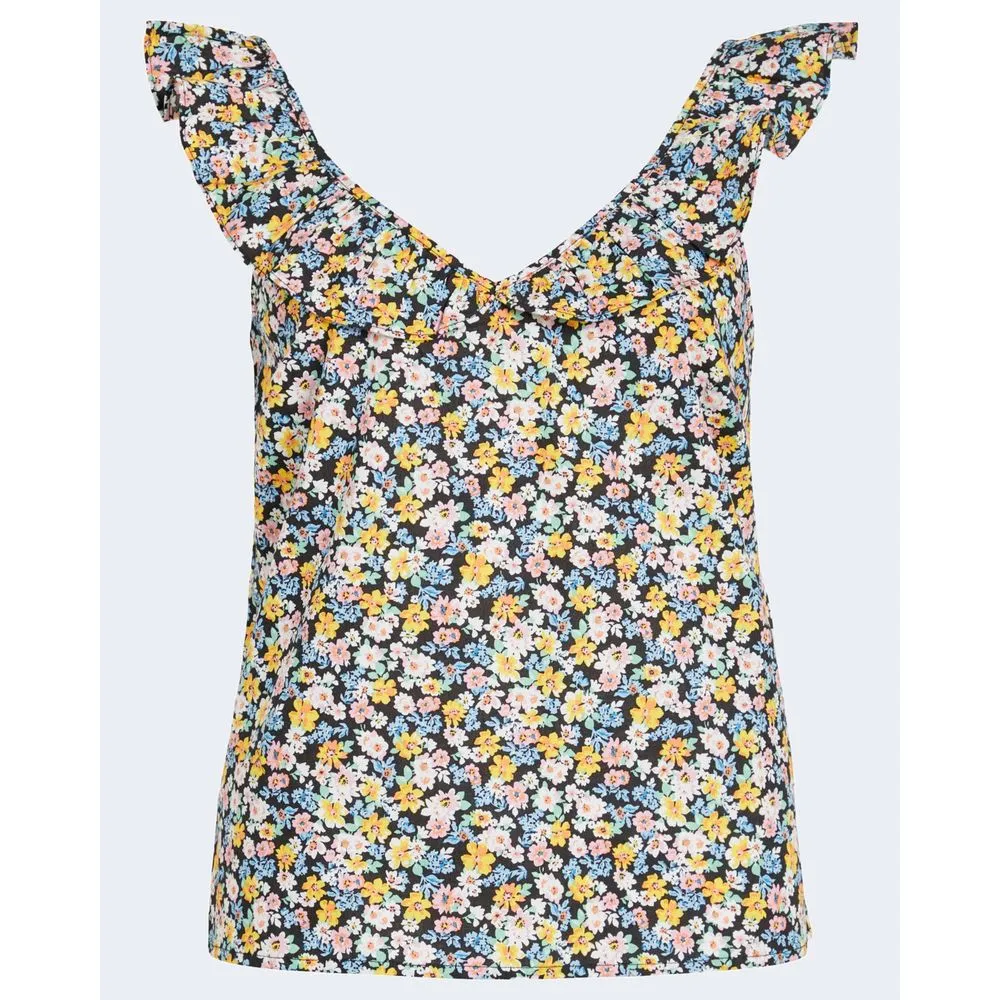Vila Clothes Women's Black Cotton Tops & T-Shirt