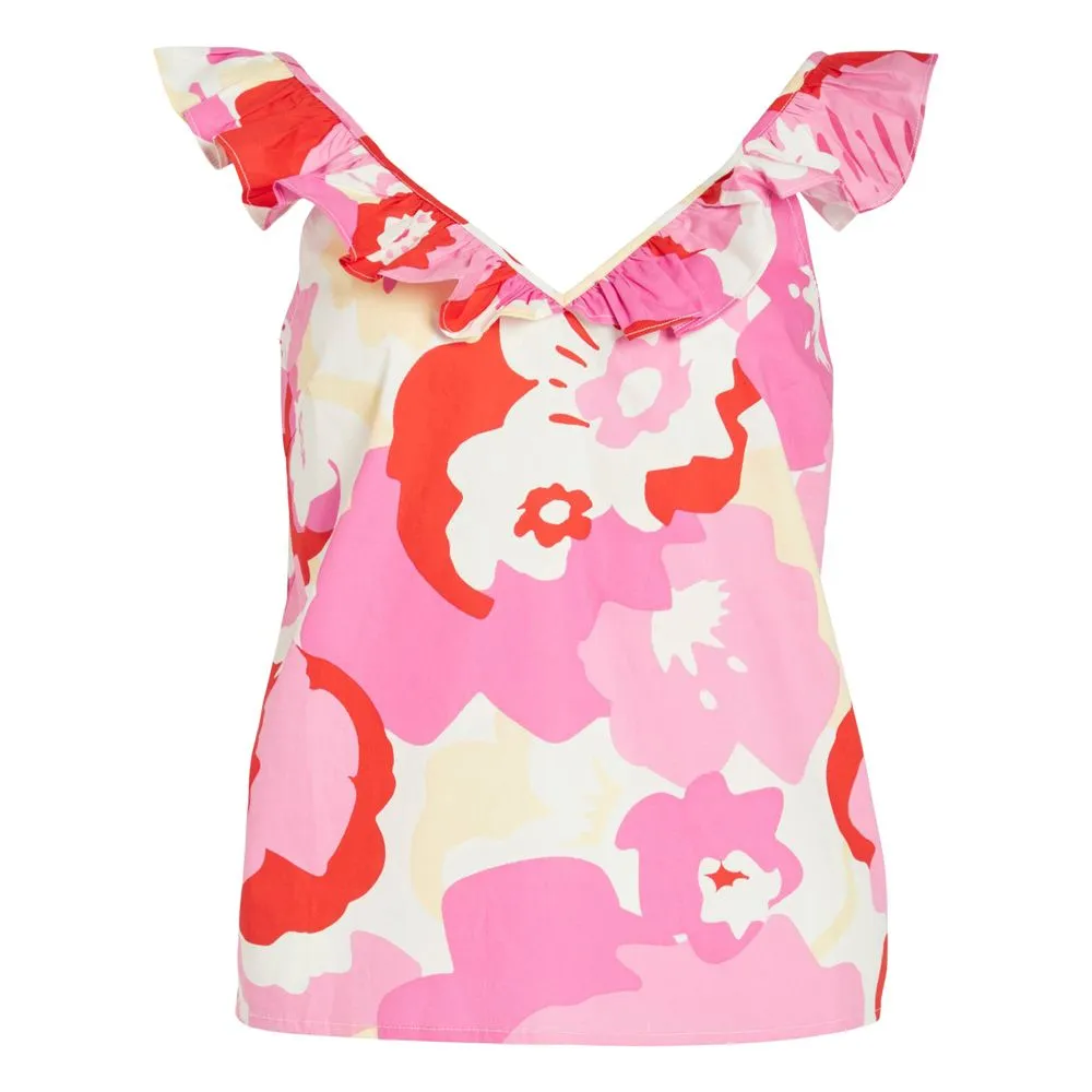 Vila Clothes Women's Pink Cotton Tops & T-Shirt