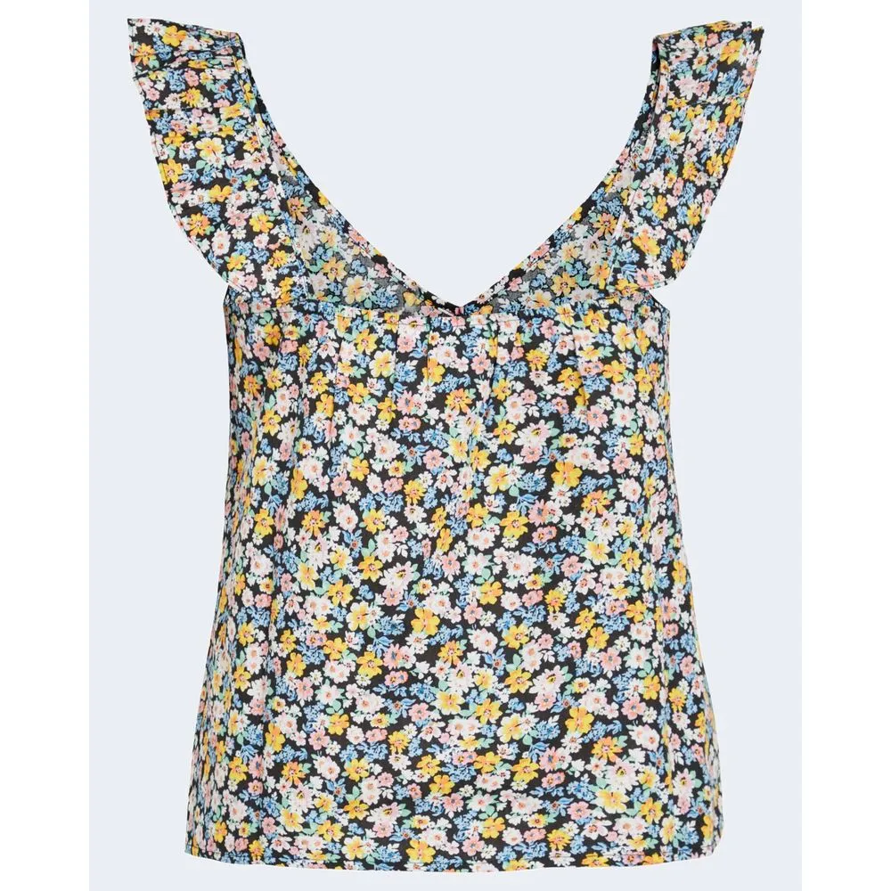 Vila Clothes Women's Black Cotton Tops & T-Shirt