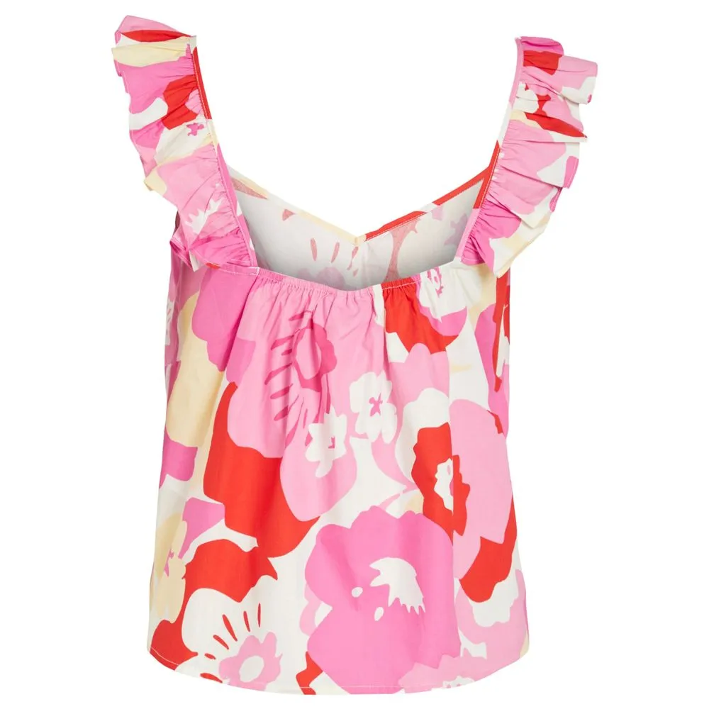 Vila Clothes Women's Pink Cotton Tops & T-Shirt