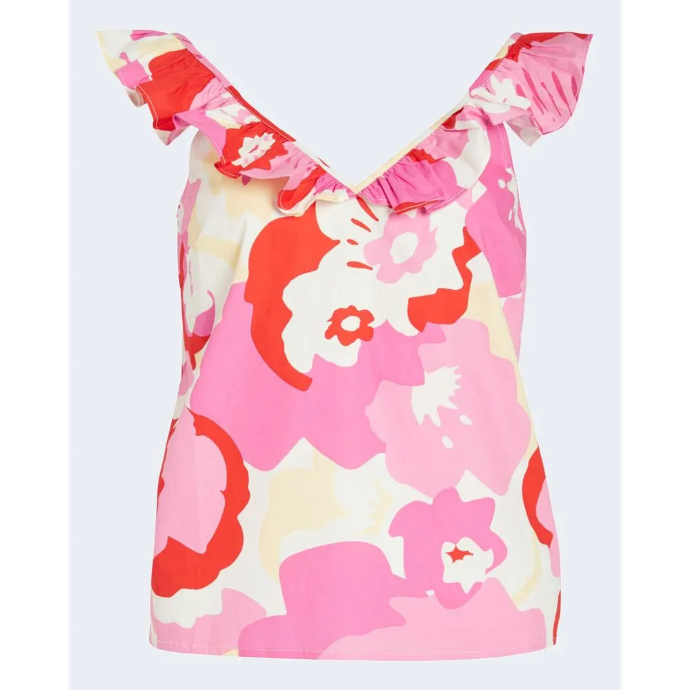 Vila Clothes Women's Pink Cotton Tops & T-Shirt