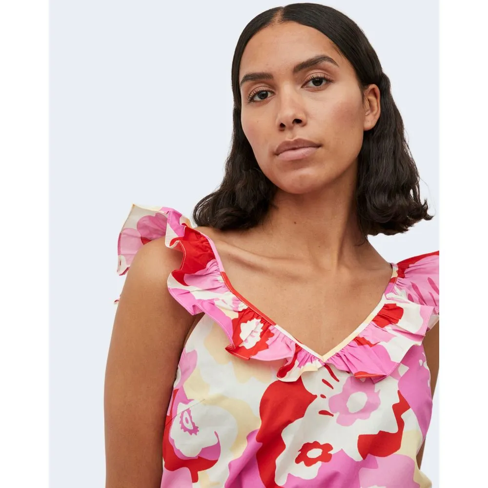 Vila Clothes Women's Pink Cotton Tops & T-Shirt