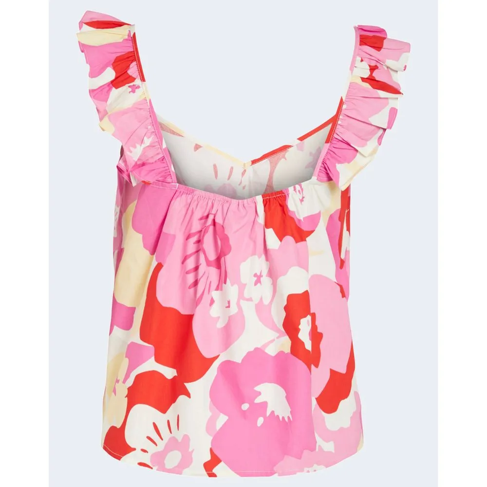 Vila Clothes Women's Pink Cotton Tops & T-Shirt